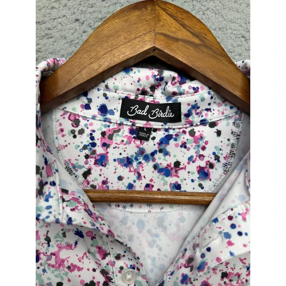 Bad Birdie Golf Polo Splatter Paint print kids size large